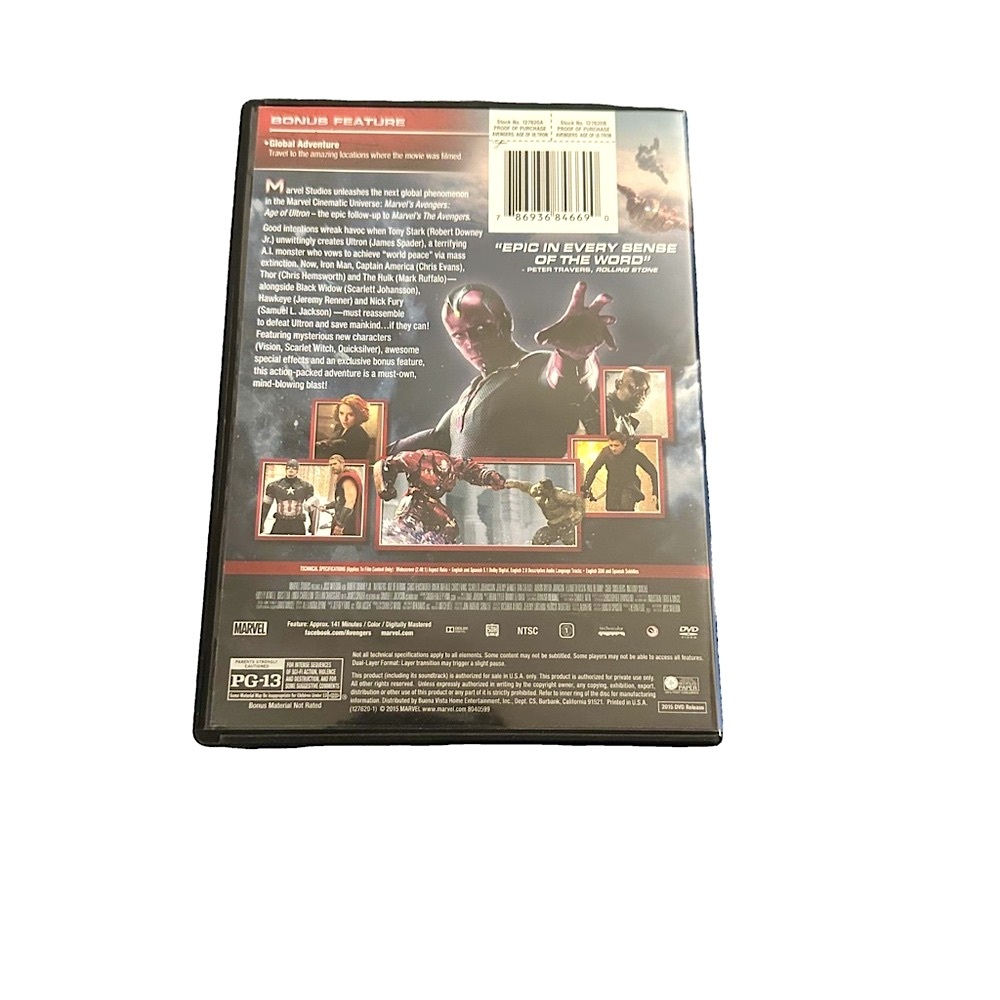 Marvel Avengers: Age of Ultron DVD - Picture 2 of 3